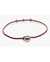 Tateossian - Diamond Knot Bracelet In Red Macramé With 3 Black Diamonds & Silver Button for Men - Lyst