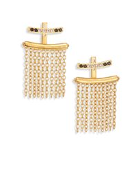 Elizabeth and James | Metallic Vago Black Spinel & White Topaz Fringe Ear Jacket & Stud Earring Set | Lyst