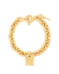 Alexander McQueen | Metallic Studded Lock Pendant Chain Bracelet | Lyst