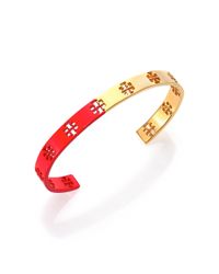 Tory Burch | Dipped Pierced T Logo Cuff Bracelet/Red | Lyst