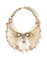 Erickson Beamon | Metallic Pearly Queen' Glass Pearl Crystal Pendant Metal Necklace | Lyst