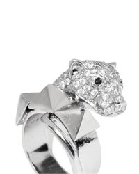 Iosselliani | Metallic Crystal Pavé Panther Head Ring | Lyst
