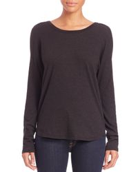 James Perse | Black Brushed-jersey Cowl-back Top | Lyst
