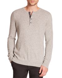 VINCE | Gray Cashmere Henley for Men | Lyst