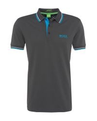 BOSS Green Blue Regular Fit Piqué Golf Polo Shirt 'paddy Pro' for men