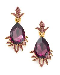 Oscar de la Renta | Metallic Pear Crystal Clip-on Drop Earrings | Lyst