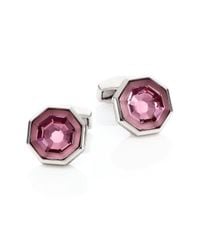 Tateossian | Pink Crystal & Sterling Silver Octagon Cuff Links | Lyst