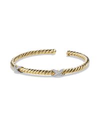 David Yurman | Metallic X Double Station Bracelet With Diamonds In Gold | Lyst