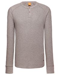 BOSS Orange Gray 'trucker' | Cotton Slub Henley Shirt for men