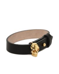 Alexander McQueen | Black Soft Leather Wrap Skull Bracelet | Lyst