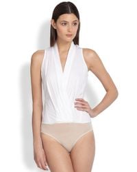 Donna Karan | White Wrap Bodysuit | Lyst