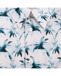Paul Smith | Blue Men's Light Pink 'ink Palm' Print Short-sleeve Shirt for Men | Lyst