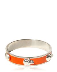 Alexander McQueen | Orange Enamel And Brass 3d Skull Bracelet | Lyst