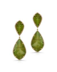 Anne Sisteron - 14kt Yellow Gold Yellow Green Tourmaline Diamond Rose Cut Earrings - Lyst
