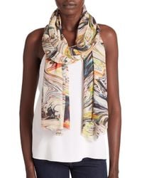 Bindya | Natural Ink-Print Silk & Cashmere Scarf | Lyst