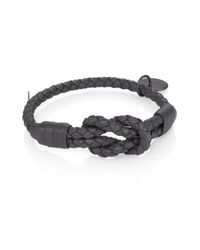 Bottega Veneta | Gray Intrecciato Knotted Leather Bracelet | Lyst