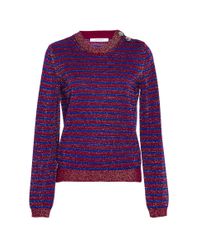 Carven | Blue Bicolor Striped Lurex Sweater | Lyst