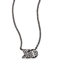 Adriana Orsini | Metallic Blackened Sterling Silver Pavé Xo Necklace | Lyst