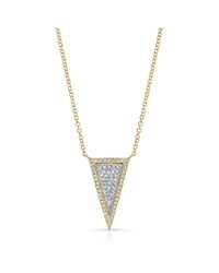 Anne Sisteron - 14kt Yellow And White Gold Diamond Long Triangle Necklace - Lyst