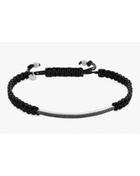 Tateossian - Micro Pavé Macramé Bracelet With Black Diamonds On A Silver Panel for Men - Lyst