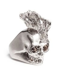 Alexander McQueen | Pink Crystal Punk Fish Skull Ring | Lyst