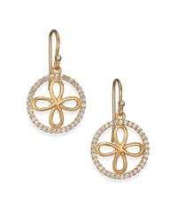 Mija | Metallic White Sapphire Four-petal Filigree Drop Earrings | Lyst