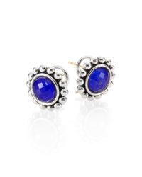 Lagos | Blue Lapis Sterling Silver Button Earrings | Lyst