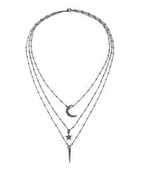 Iam By Ileana Makri | Metallic Grey Diamond, Ruby, Bronze & Sterling Silver Starry Night Triple-row Necklace | Lyst