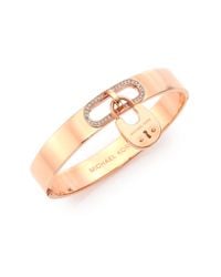 Michael Kors | Pink Cityscape Hardware Padlock Bangle Bracelet/Rose Goldtone | Lyst