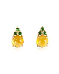 Mia & Beverly | Citrine Quartz And Green Sapphires 18k Rose Gold Earrings | Lyst
