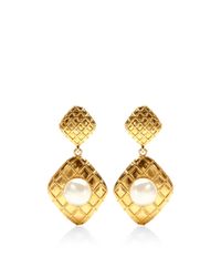 House of Lavande | Metallic Chanel Gold Clip On Earrings | Lyst