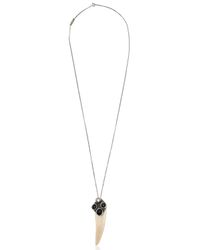 Saint Laurent | Metallic Silver Necklace With Horn Pendant | Lyst
