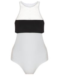 T By Alexander Wang | White Mesh Matt Tricot Swimsuit | Lyst