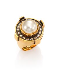 Alexander McQueen | Metallic Military Faux Pearl Ring | Lyst