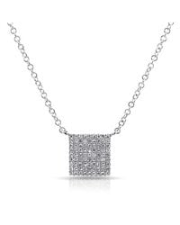 Anne Sisteron - Metallic 14kt White Gold Diamond Square Necklace - Lyst