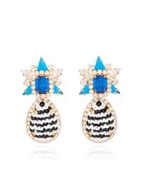 Shourouk | Galaxy Sequin Earrings in Black and Blue | Lyst