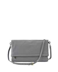 Gigi New York | Gray Carly Python-embossed Leather Convertible Clutch | Lyst
