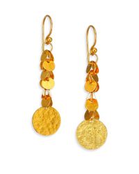 Gurhan | Metallic Lush 24k Yellow Gold Small Dangling Flake Linear Drop Earrings | Lyst