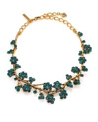 Oscar de la Renta | Green Gold-plated Crystal Branch Necklace | Lyst