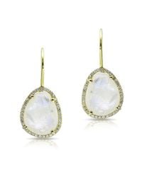 Anne Sisteron - White 14kt Yellow Gold Moonstone Diamond Organic Shape Earrings - Lyst