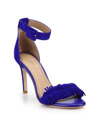 Joie | Blue Pippi Fringed Suede Sandals | Lyst
