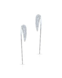Anne Sisteron - Metallic 14kt White Gold Diamond Horn Long Back Bar Earrings - Lyst