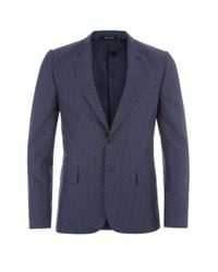 Paul Smith | Blue Men's Tailored-fit Navy Jacquard Cotton Blazer for Men | Lyst