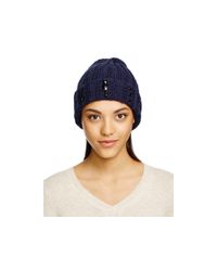 Aqua | Blue Embellished Ribbed Cuff Hat | Lyst