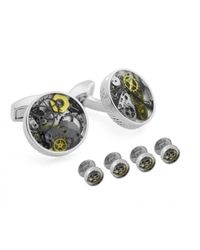 Tateossian - Metallic Industrial Gears Stud Set With Clear Resin - Lyst