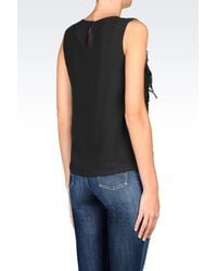 Armani Jeans | Black Chiffon Top With Fringing | Lyst
