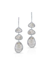 Anne Sisteron - Metallic 14kt White Gold Labradorite Diamond Trickle Earrings - Lyst