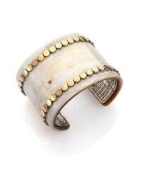 John Hardy | Metallic Dot Buffalo Horn, 18K Yellow Gold & Sterling Silver Wide Cuff Bracelet | Lyst