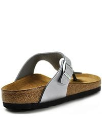 Birkenstock | Gizeh - Silver Metallic Leather Thong | Lyst