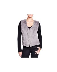 Aqua | Gray Knit Faux Fur Vest | Lyst